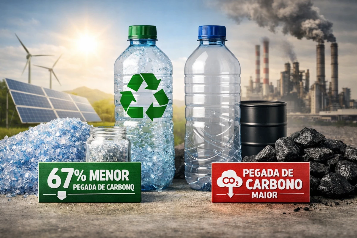 PET reciclado tem pegada de carbono até 67% menor