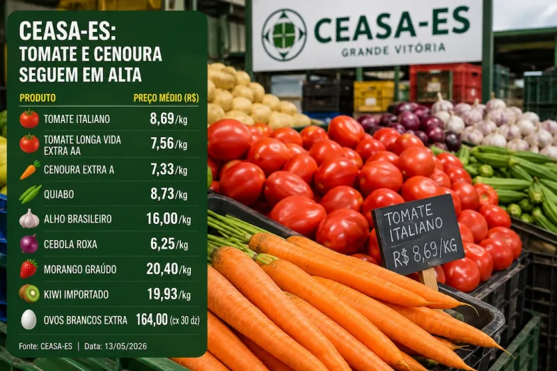 Ceasa-ES: tomate e cenoura seguem em alta