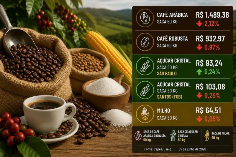 Café recua e açúcar avança no mercado
