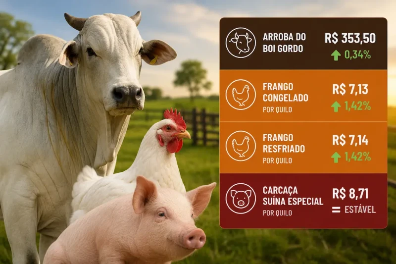 Arroba do boi gordo sobe e frango avança