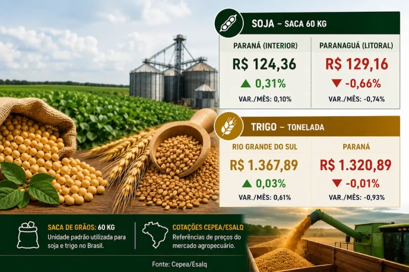Soja sobe no Paraná, mas recua em Paranaguá