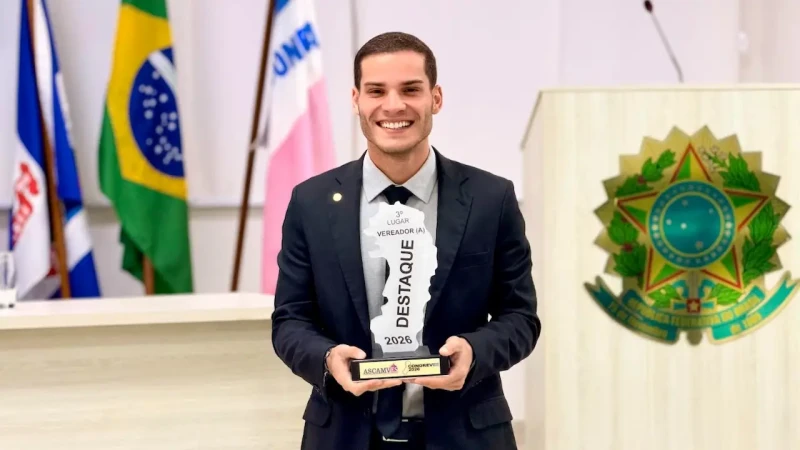 Caio Ferraz fica em 3º lugar em prêmio estadual de vereadores