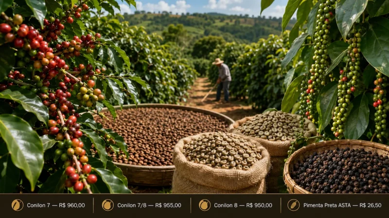 Café conilon recua no ES, enquanto pimenta preta avança no mercado