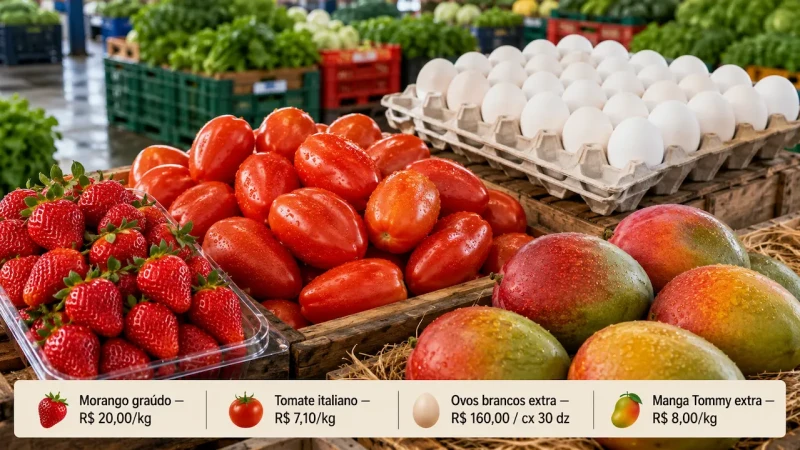 Morango chega a R$ 20 e tomate passa de R$ 7 na Ceasa-ES