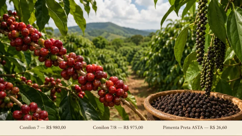 Conilon tipo 7 chega a R$ 980 no mercado capixaba nesta segunda-feira