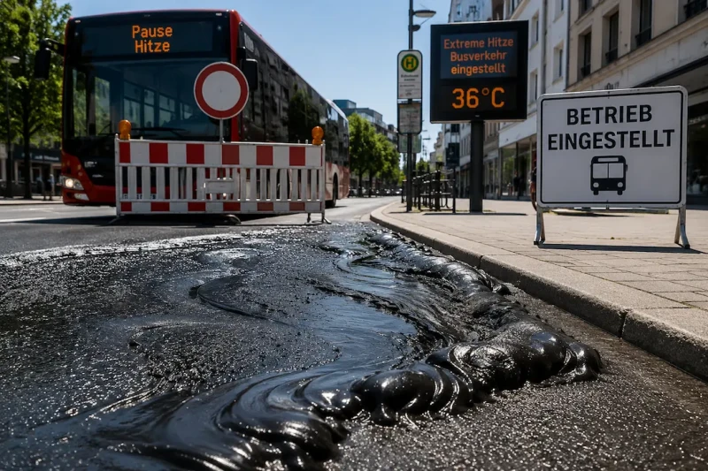 Calor extremo derrete asfalto e suspende ônibus em cidade alemã