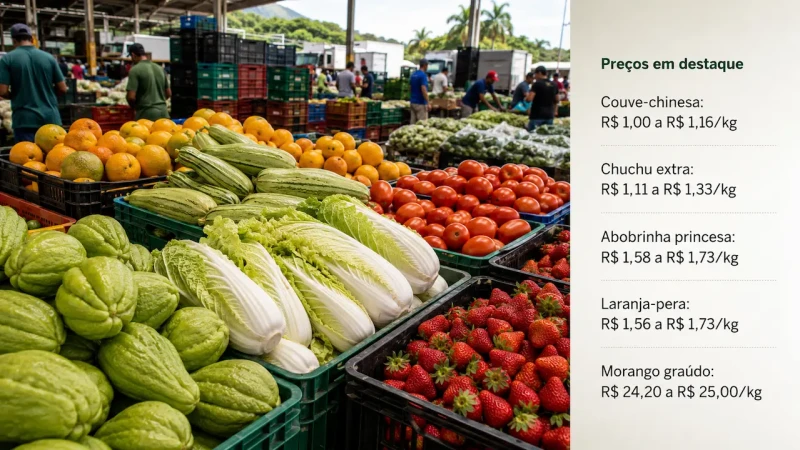 Chuchu, laranja e abobrinha estão entre os itens mais baratos na Ceasa ES