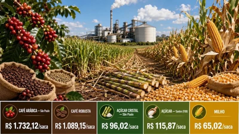 Café arábica sobe, robusta recua e açúcar avança no início da semana