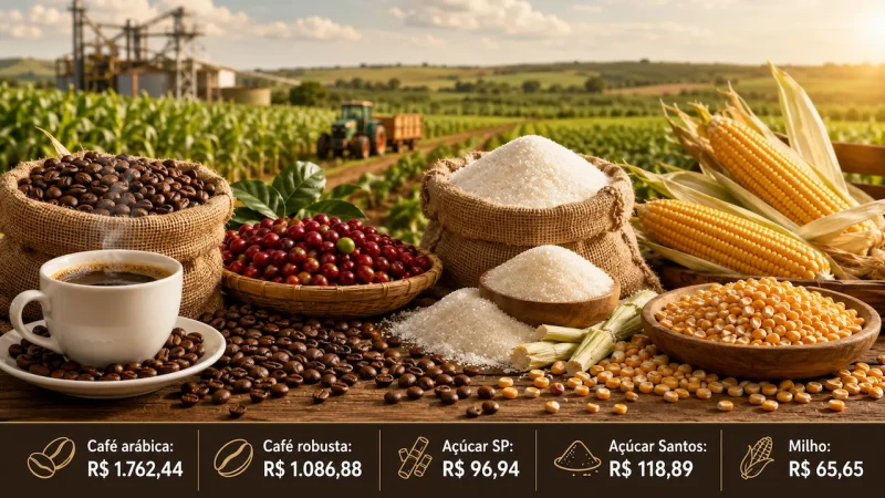 Café arábica sobe a R$ 1.762 e robusta recua nesta quarta