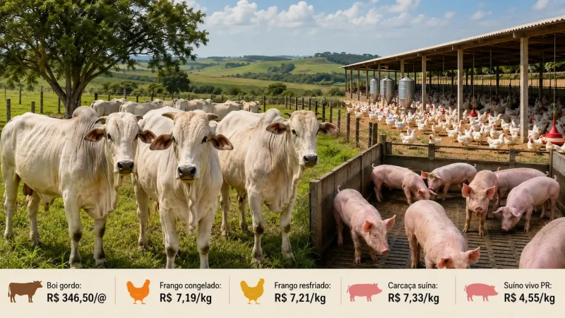 Boi gordo cai para R$ 346,50; frango fica estável
