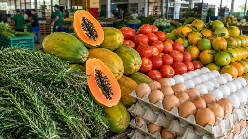 Alecrim dispara 100% na Ceasa-ES; mamão sobe forte e taioba e pepino ficam mais baratos