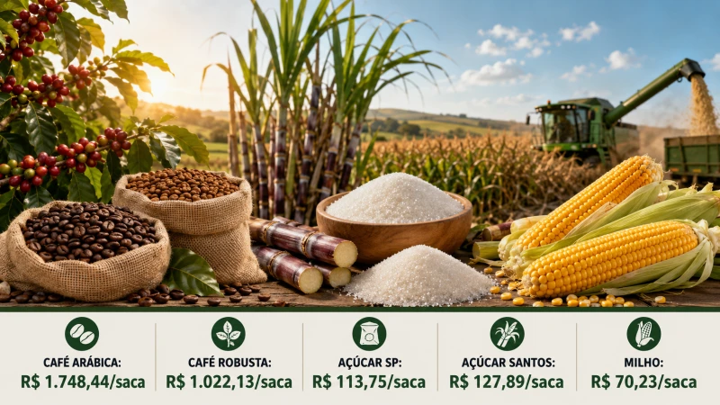 Café arábica sobe para R$ 1.748,44, enquanto robusta recua para R$ 1.022,13