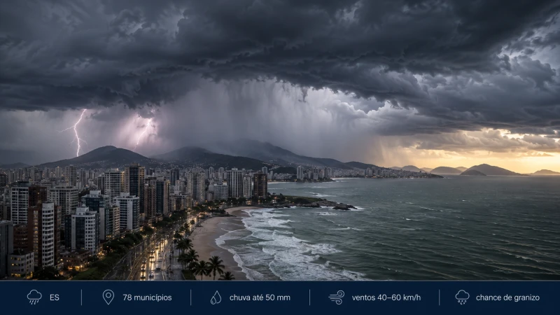 Espírito Santo terá os 78 municípios sob alerta de tempestade nesta quarta-feira
