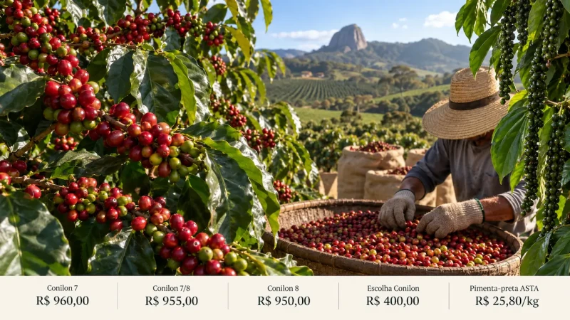 Cooabriel: café conilon chega a R$ 960 por saca e pimenta-preta vale R$ 25,80 no ES