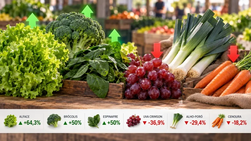 Alface sobe 64% e uva crimson cai 37% na Ceasa-ES nesta quarta-feira