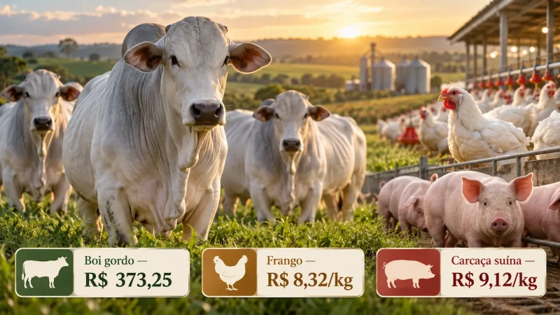 Boi gordo sobe para R$ 373,25; carcaça suína avança 5,8% em São Paulo